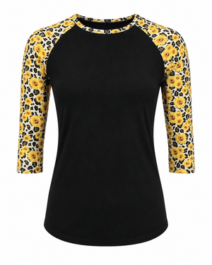 ILTEX Apparel Sunflower Cheetah Black Top