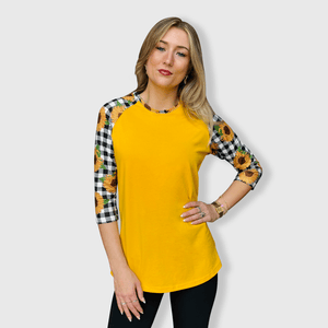 ILTEX Apparel Sunflower Plaid Black White Top