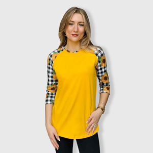 ILTEX Apparel Sunflower Plaid Black White Top