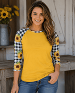 ILTEX Apparel Sunflower Plaid Black White Top