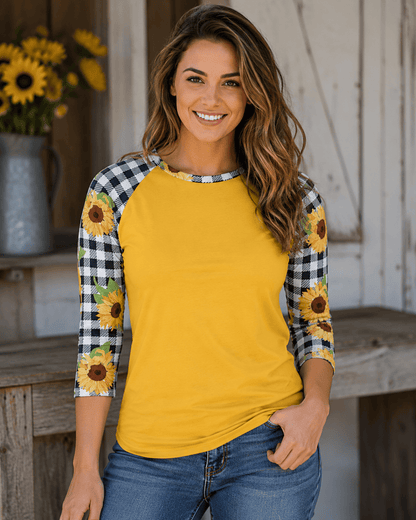 ILTEX Apparel Sunflower Plaid Black White Top
