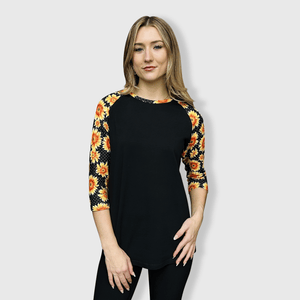 ILTEX Apparel Sunflower Polka Dot Black Top