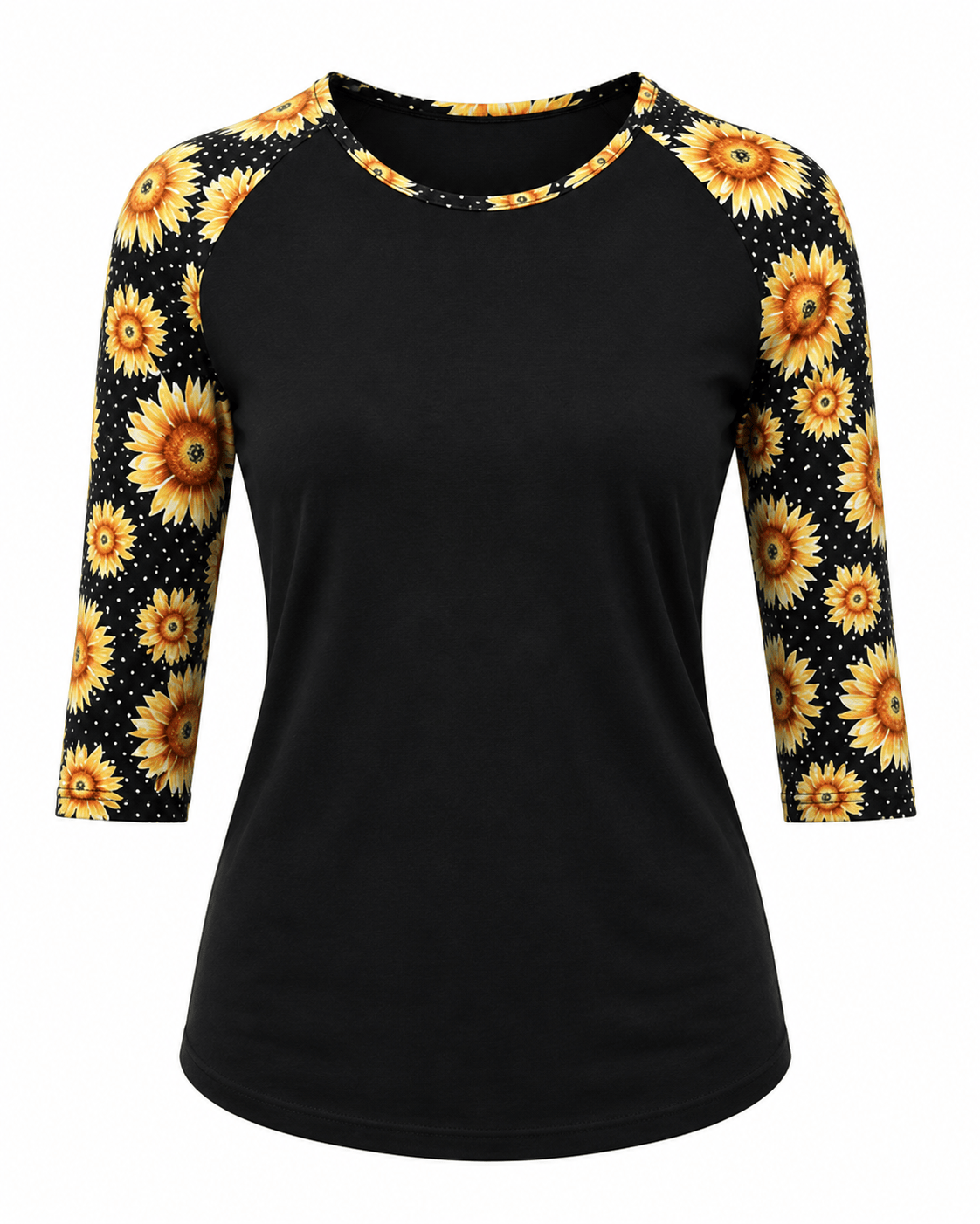 ILTEX Apparel Sunflower Polka Dot Black Top
