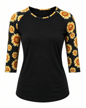 ILTEX Apparel Sunflower Polka Dot Black Top