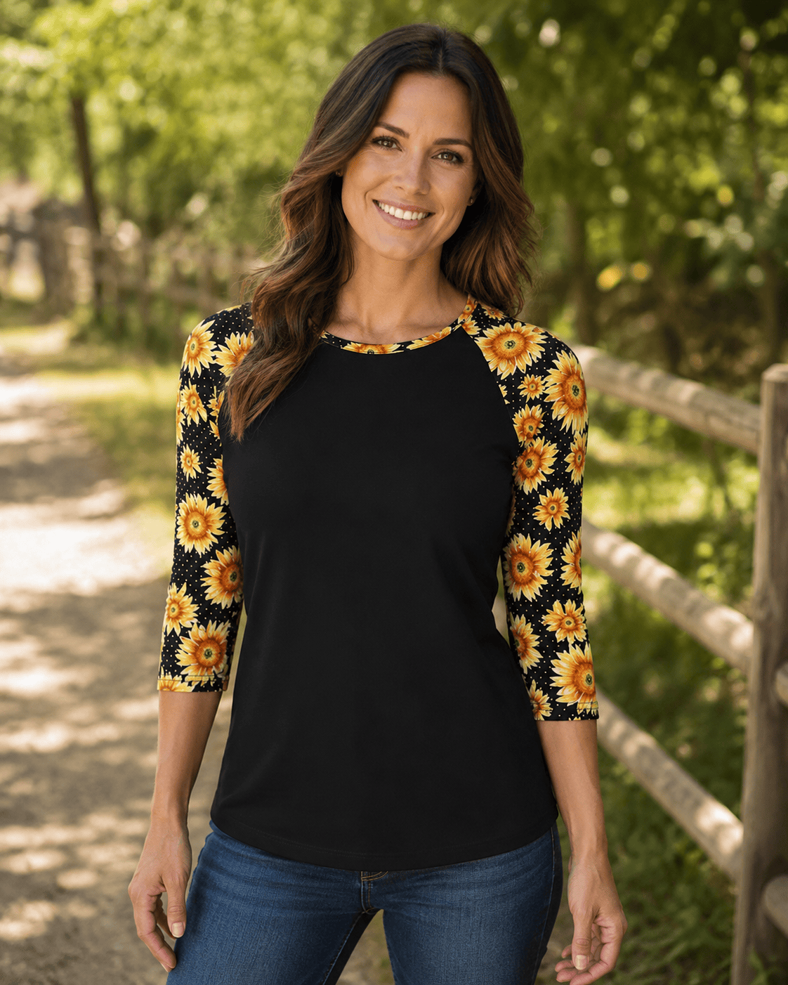 ILTEX Apparel Sunflower Polka Dot Black Top