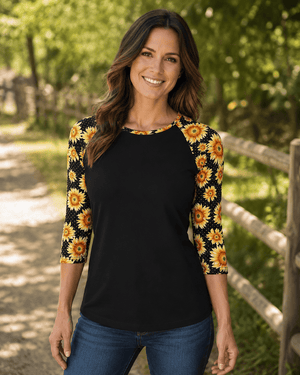 ILTEX Apparel Sunflower Polka Dot Black Top