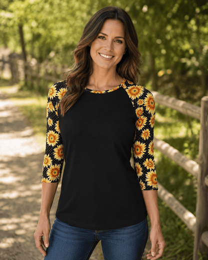 ILTEX Apparel Sunflower Polka Dot Black Top