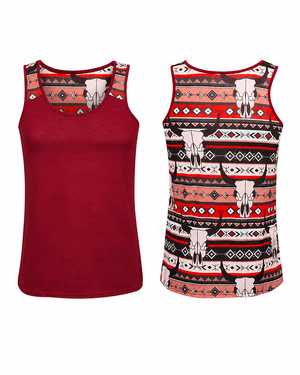 ILTEX Apparel Tank tops Aztec Skull Maroon Polyester Tank Top