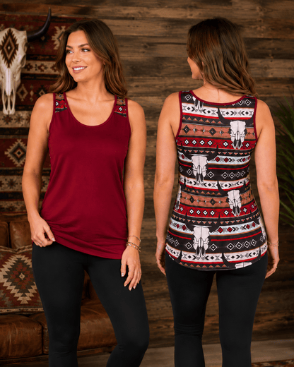 ILTEX Apparel Tank tops Aztec Skull Maroon Polyester Tank Top