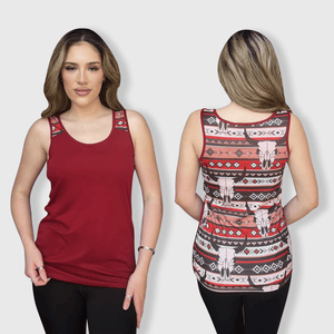 ILTEX Apparel Tank tops Aztec Skull Maroon Polyester Tank Top