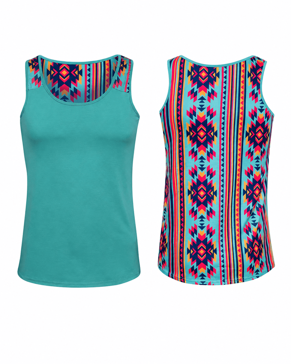 ILTEX Apparel Tank tops Aztec Teal Polyester Tank Top (AZTT-101)