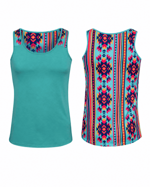 ILTEX Apparel Tank tops Aztec Teal Polyester Tank Top (AZTT-101)
