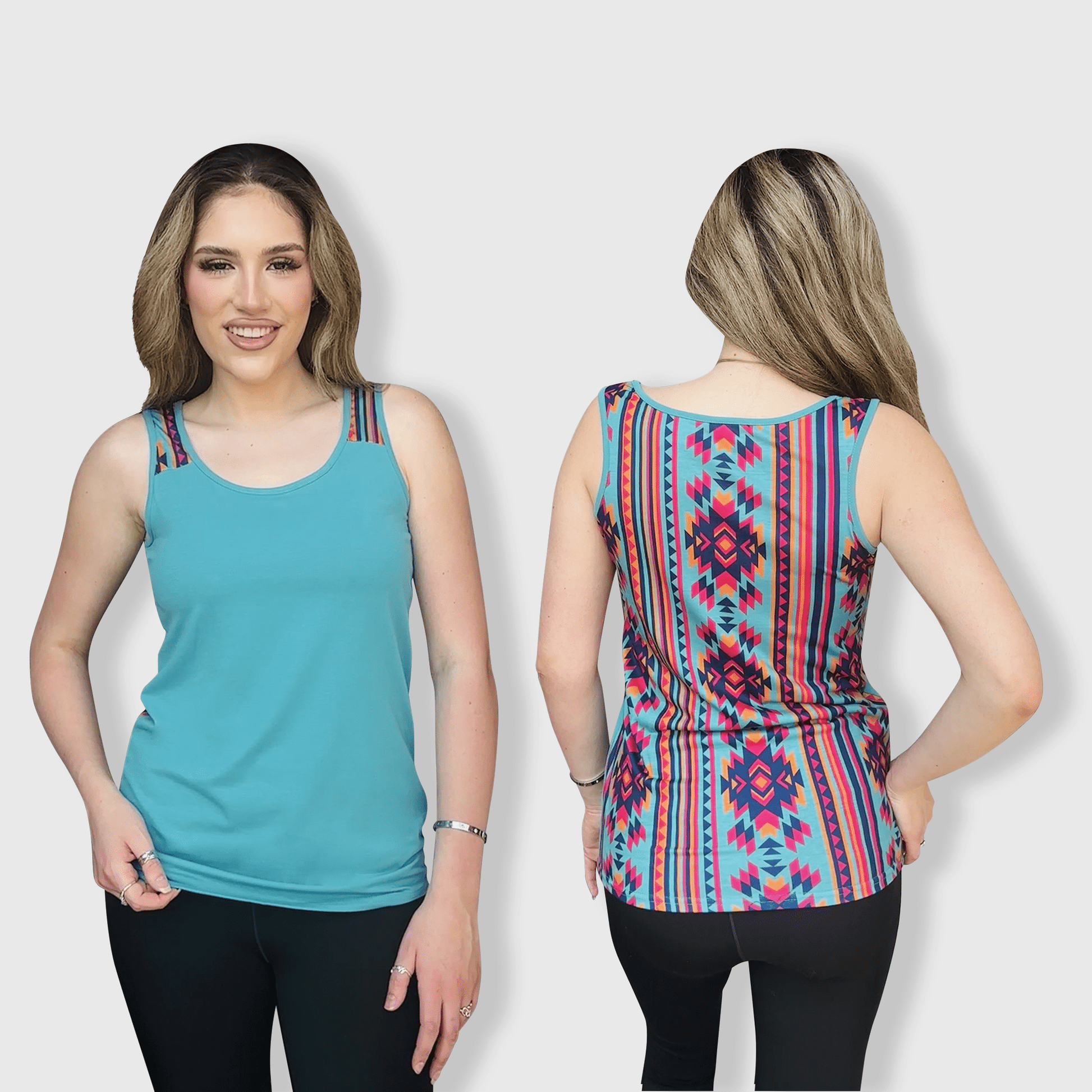 ILTEX Apparel Tank tops Aztec Teal Polyester Tank Top (AZTT-101)