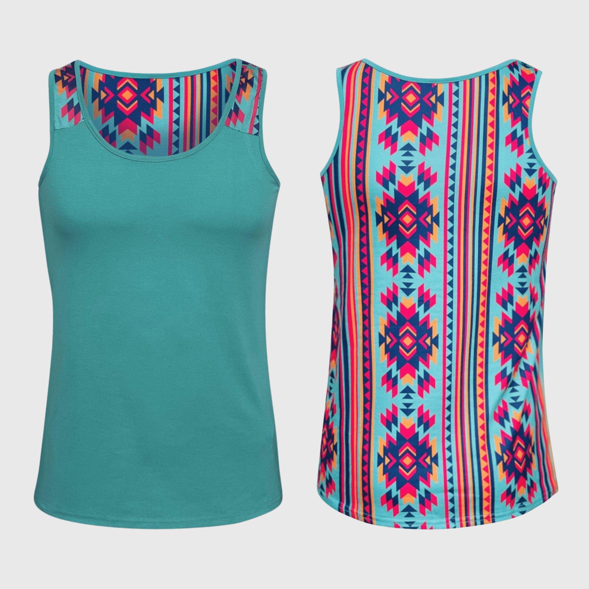 ILTEX Apparel Tank tops Aztec Teal Polyester Tank Top (AZTT-101)