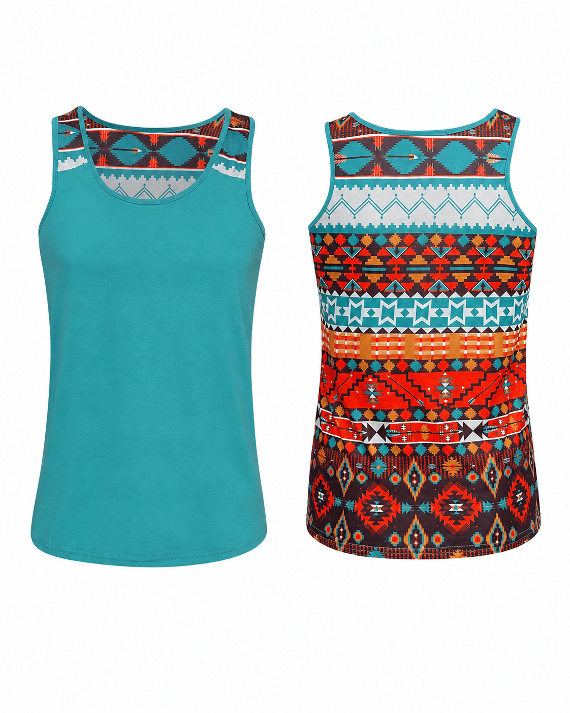 ILTEX Apparel Tank tops Aztec Teal Polyester Tank Top (AZTT-102)