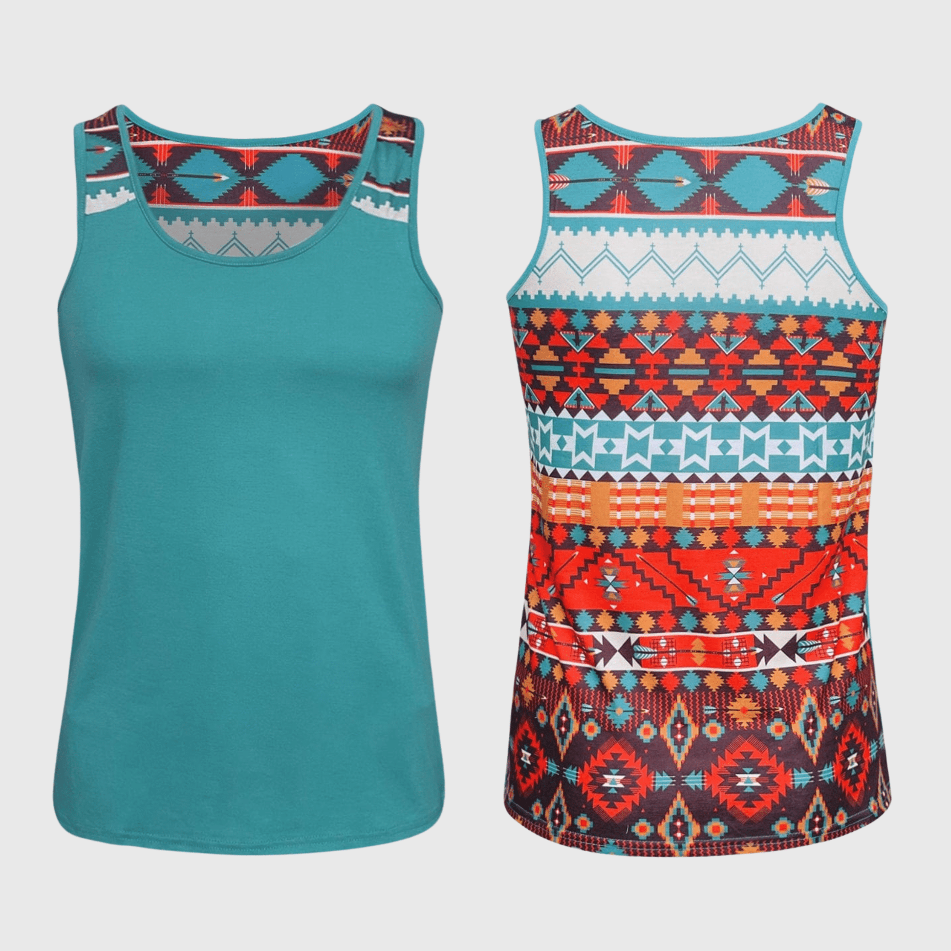 ILTEX Apparel Tank tops Aztec Teal Polyester Tank Top (AZTT-102)