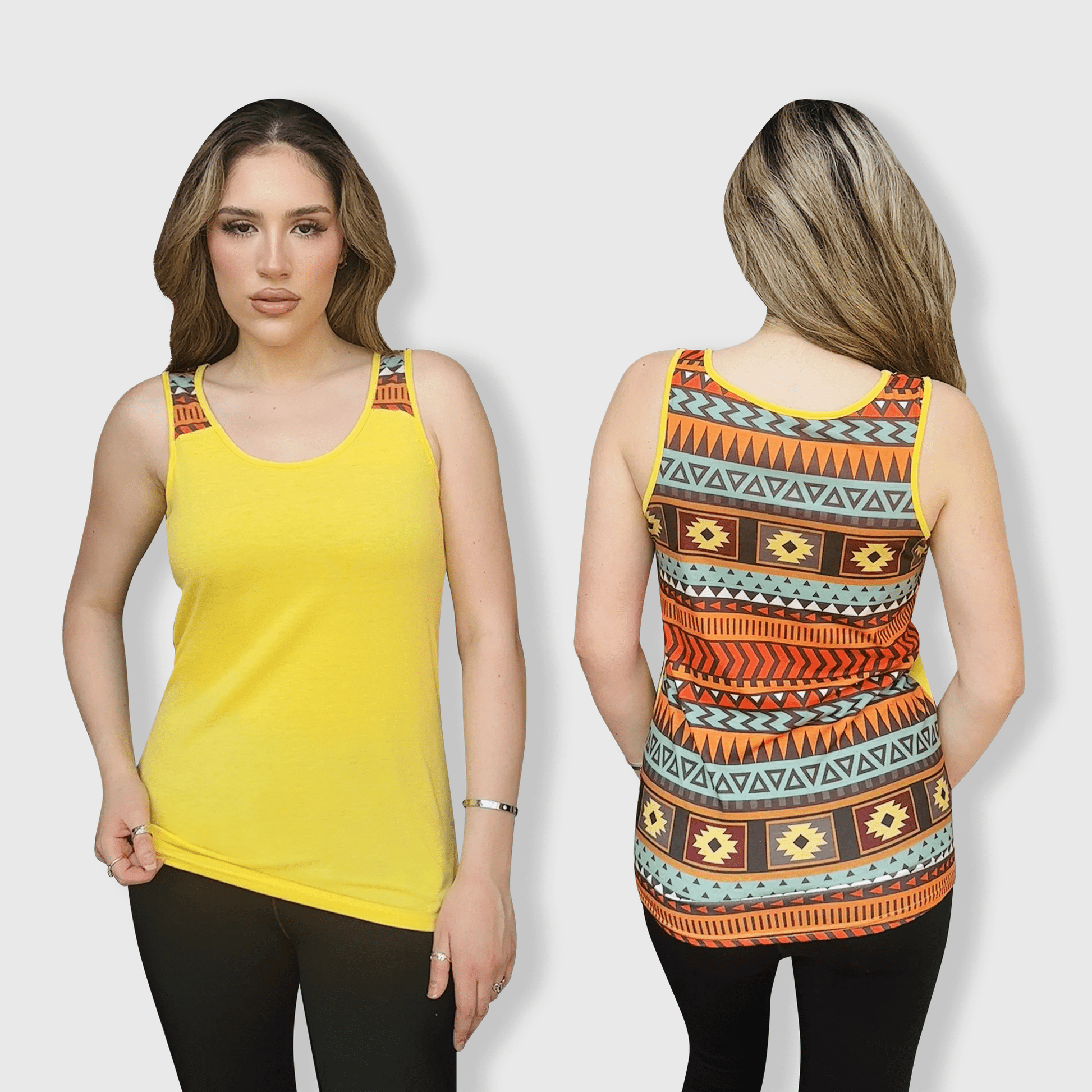 ILTEX Apparel Tank tops Aztec Yellow Polyester Tank Top