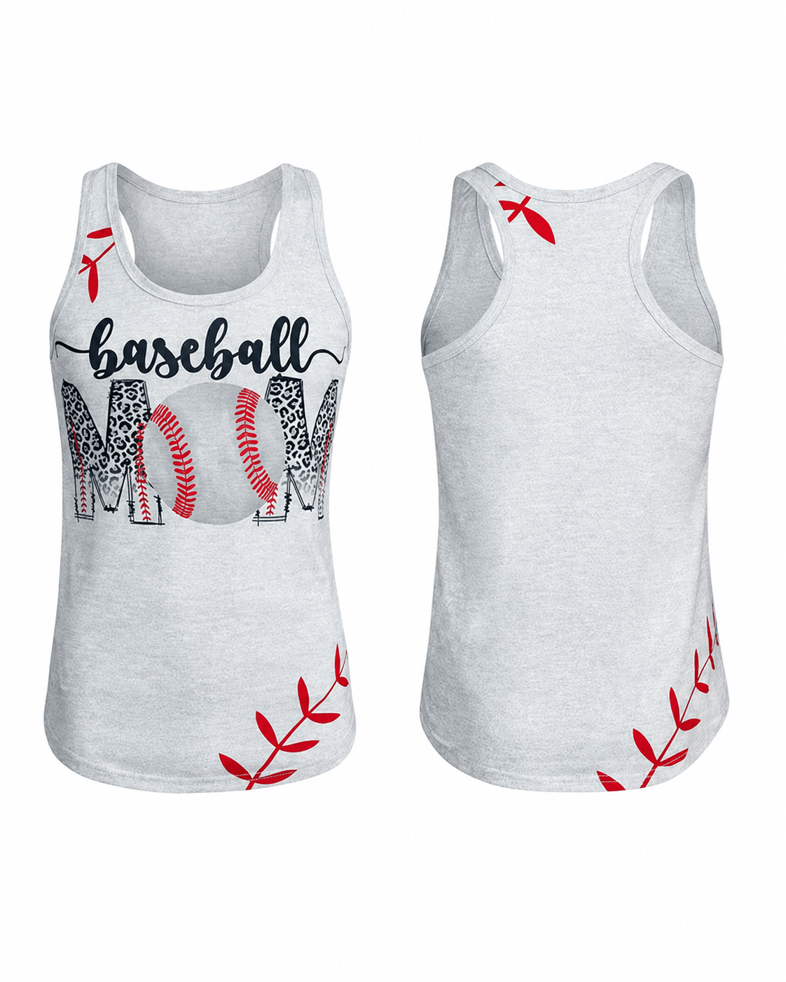 ILTEX Apparel Tank tops Baseball Mom Gray Racerback Tank Top