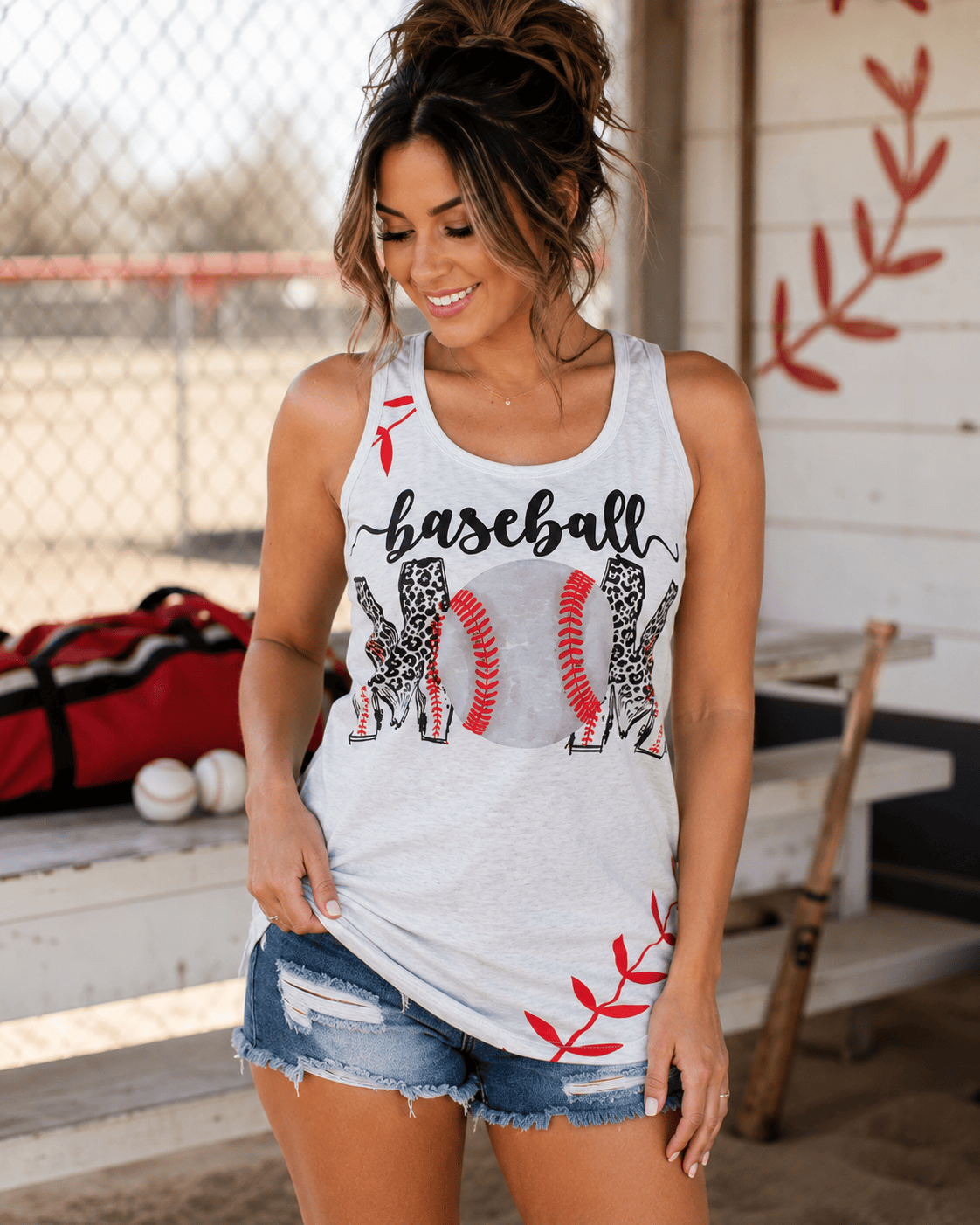 ILTEX Apparel Tank tops Baseball Mom Gray Racerback Tank Top