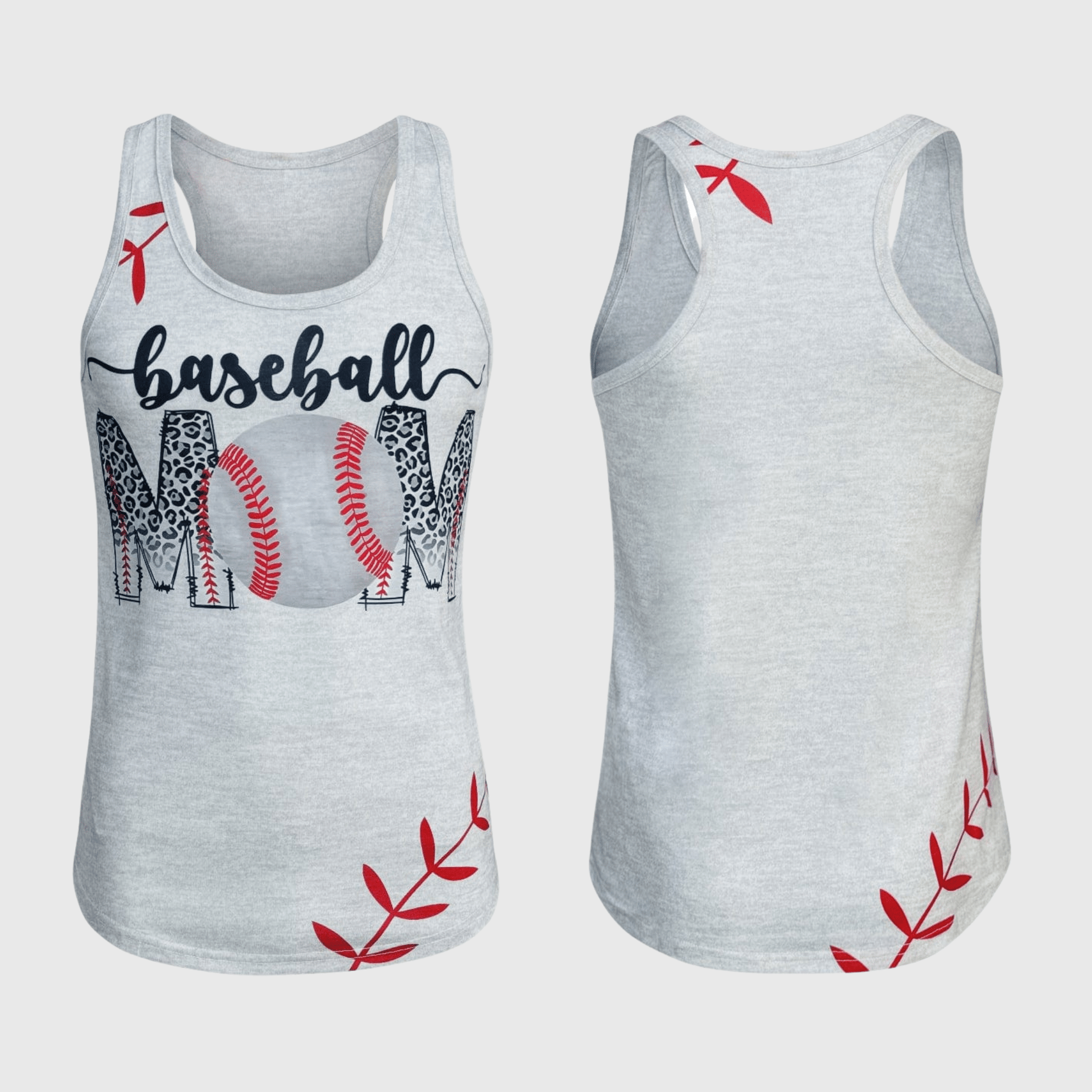 ILTEX Apparel Tank tops Baseball Mom Gray Racerback Tank Top