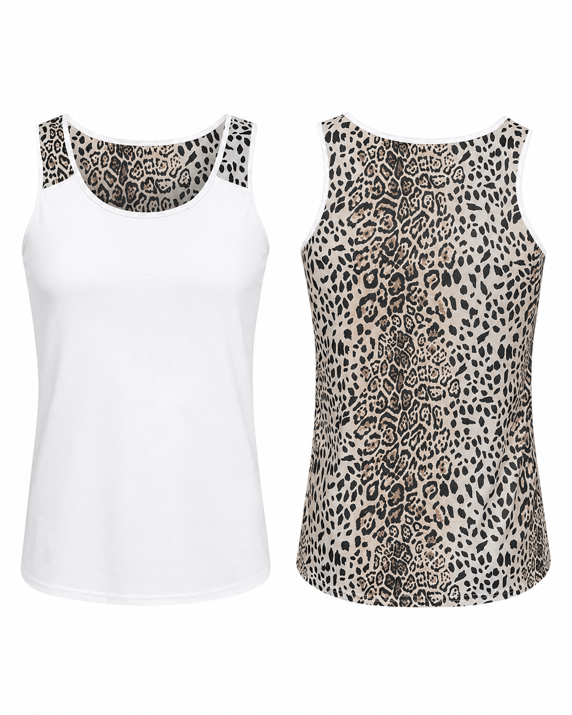 ILTEX Apparel Tank tops Cheetah Shaded White Polyester Tank Top