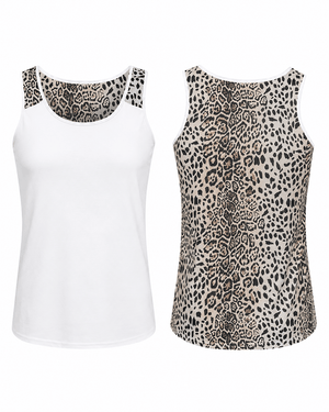 ILTEX Apparel Tank tops Cheetah Shaded White Polyester Tank Top
