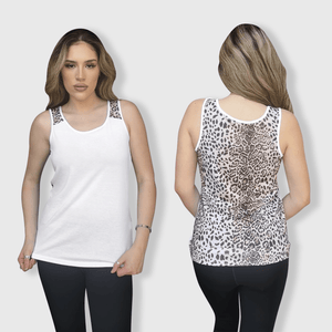 ILTEX Apparel Tank tops Cheetah Shaded White Polyester Tank Top