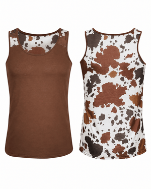 ILTEX Apparel Tank tops Cow Brown Polyester Tank Top