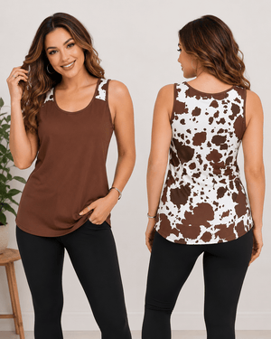 ILTEX Apparel Tank tops Cow Brown Polyester Tank Top