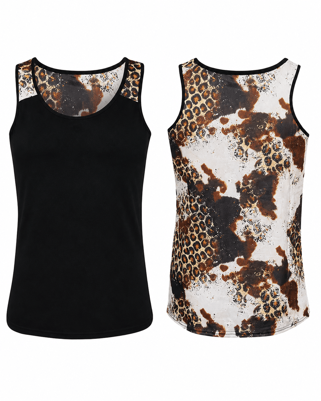 ILTEX Apparel Tank tops Cow Cheetah Black Polyester Tank Top