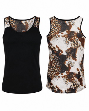 ILTEX Apparel Tank tops Cow Cheetah Black Polyester Tank Top