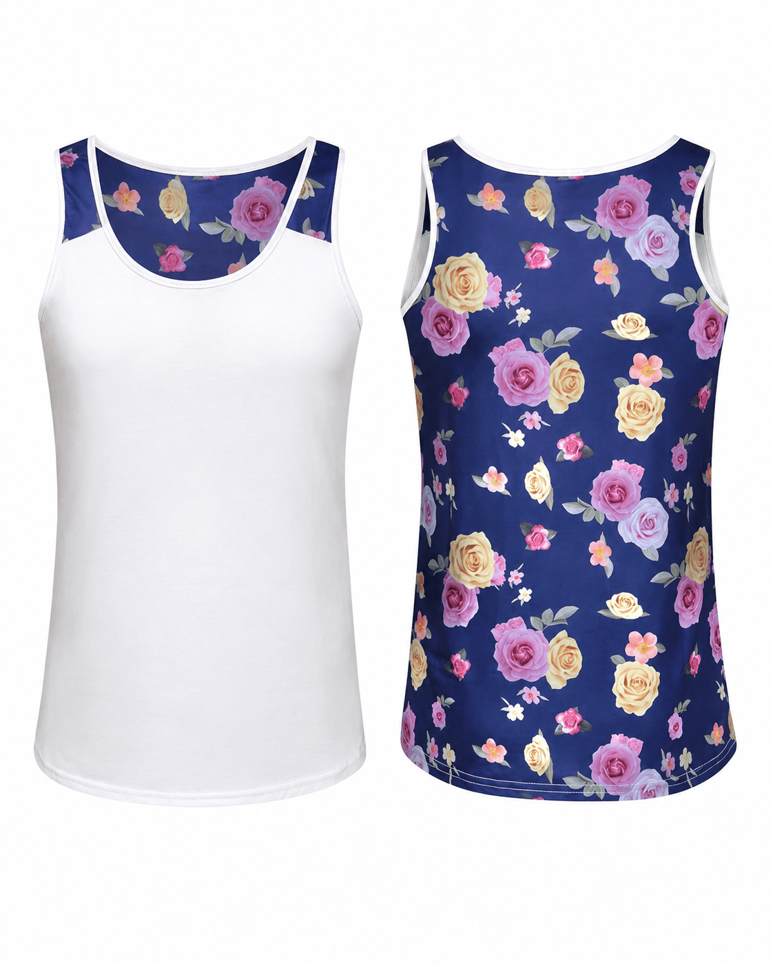 ILTEX Apparel Tank tops Floral White Polyester Tank Top
