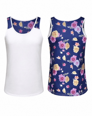 ILTEX Apparel Tank tops Floral White Polyester Tank Top