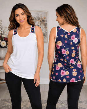 ILTEX Apparel Tank tops Floral White Polyester Tank Top