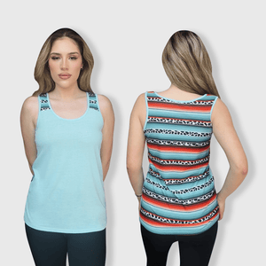 ILTEX Apparel Tank tops Serape Cheetah Aqua Polyester Tank Top