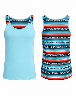ILTEX Apparel Tank tops Serape Cheetah Aqua Polyester Tank Top