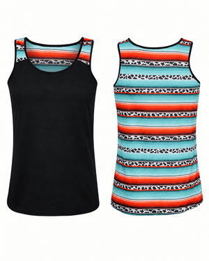 ILTEX Apparel Tank tops Serape Cheetah Black Polyester Tank Top