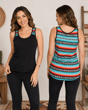 ILTEX Apparel Tank tops Serape Cheetah Black Polyester Tank Top