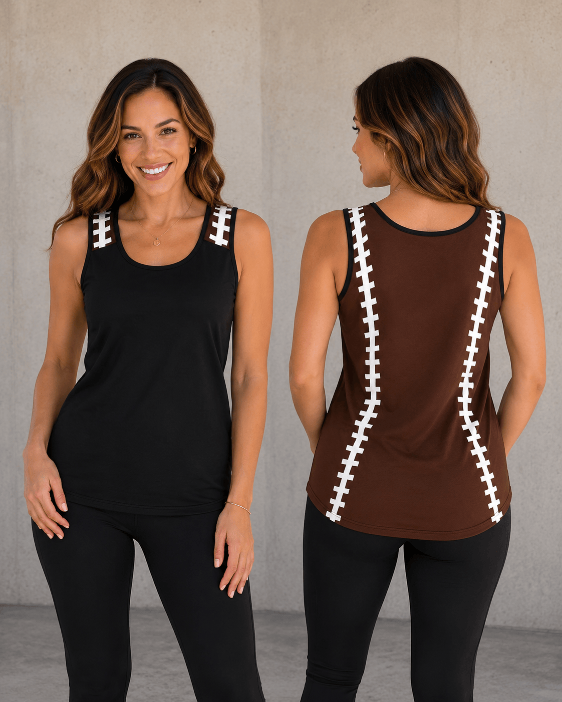 ILTEX Apparel Tank tops Small / Black/Brown Football Tank Top