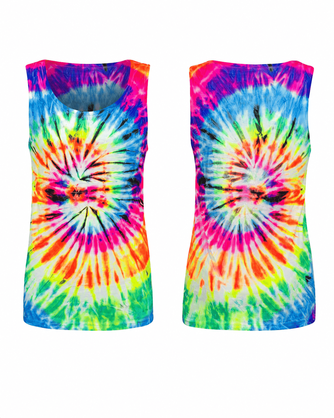 ILTEX Apparel Tank tops Tie Dye Neon Rainbow Black Tank Top