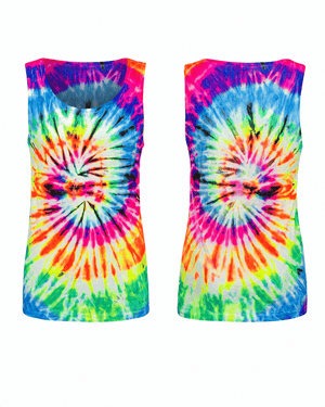 ILTEX Apparel Tank tops Tie Dye Neon Rainbow Black Tank Top