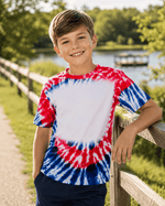 ILTEX Apparel Tie Dye 4th of July Blank Faux Bleached Kids Top