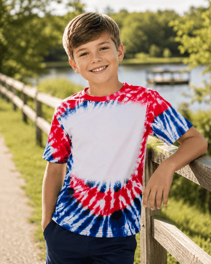 ILTEX Apparel Tie Dye 4th of July Blank Faux Bleached Kids Top