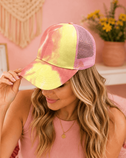ILTEX Apparel Tie Dye Pink Yellow Cap