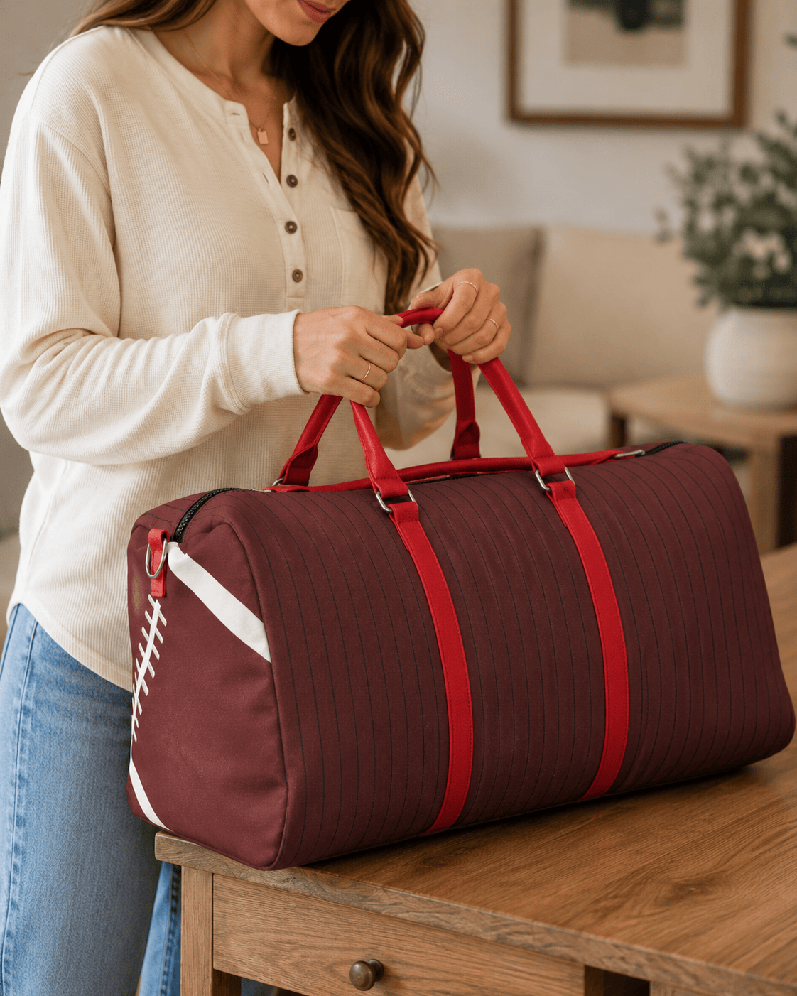 ILTEX Apparel Tote Bag Football Brown Duffel Bag