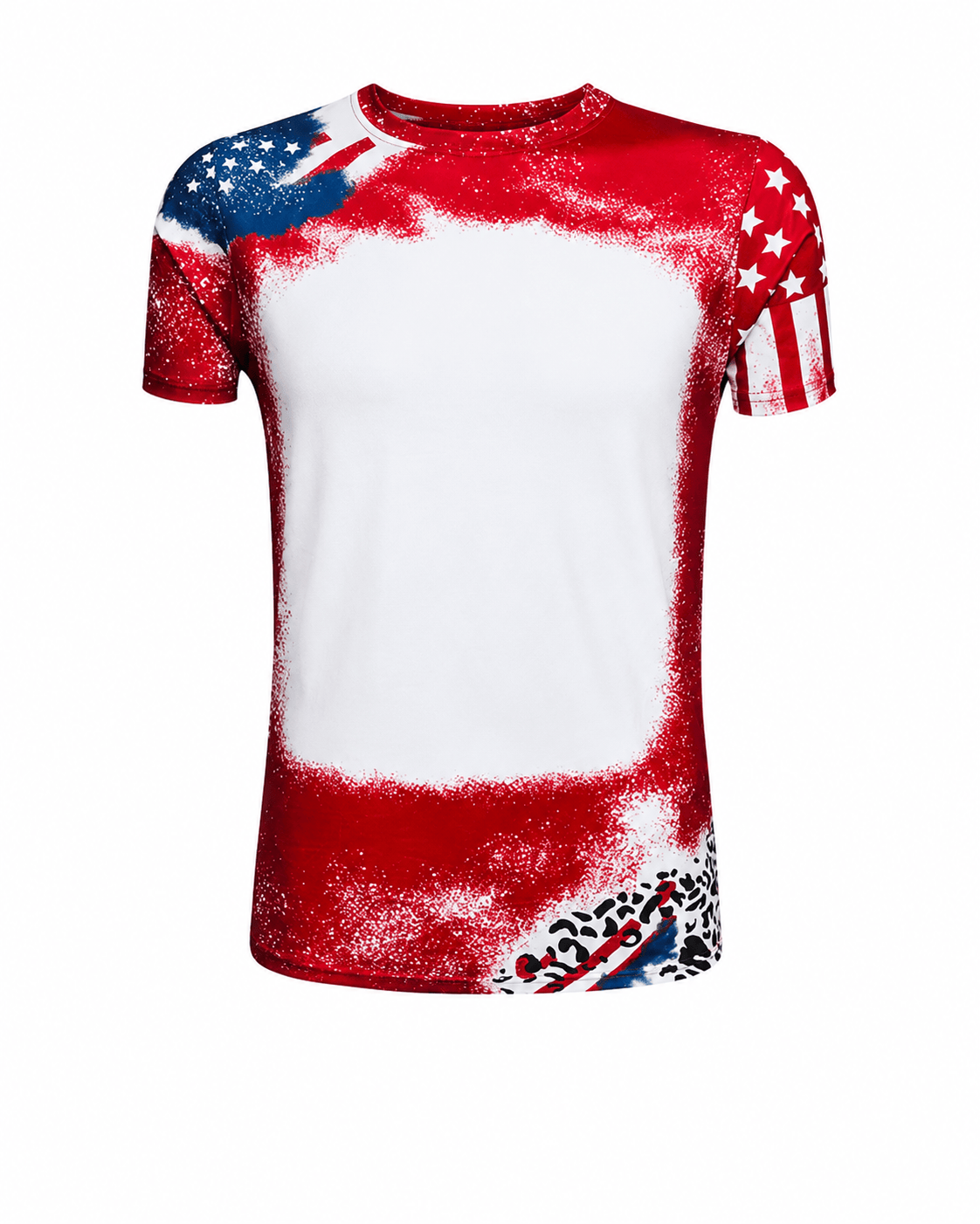 ILTEX Apparel Women's Clothing 4th of July Stars & Stripes Faux Bleached Top