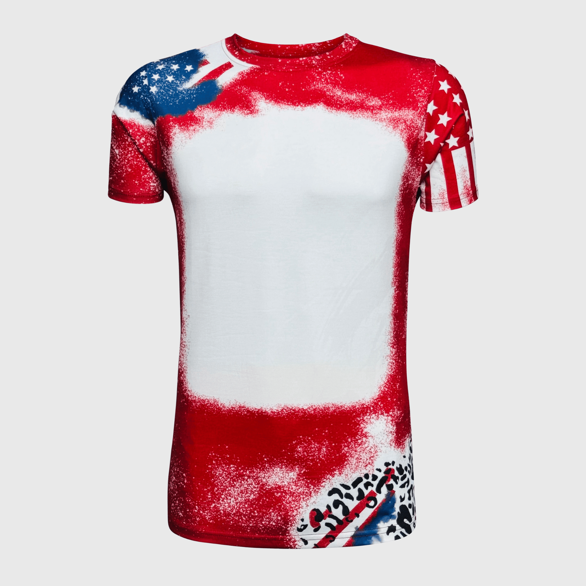 ILTEX Apparel Women's Clothing 4th of July Stars & Stripes Faux Bleached Top