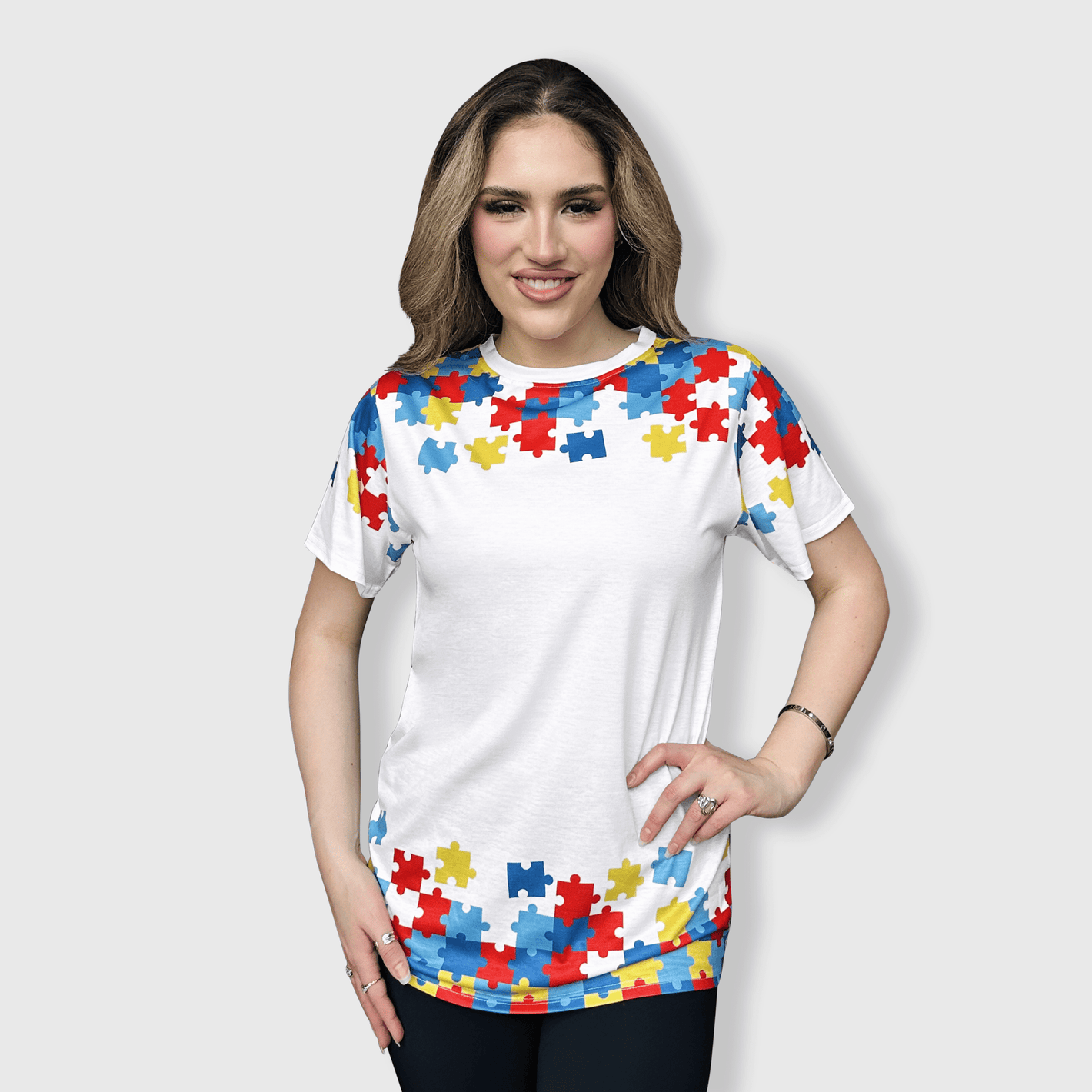 ILTEX Apparel Women's Clothing Autism Puzzles Blank Top