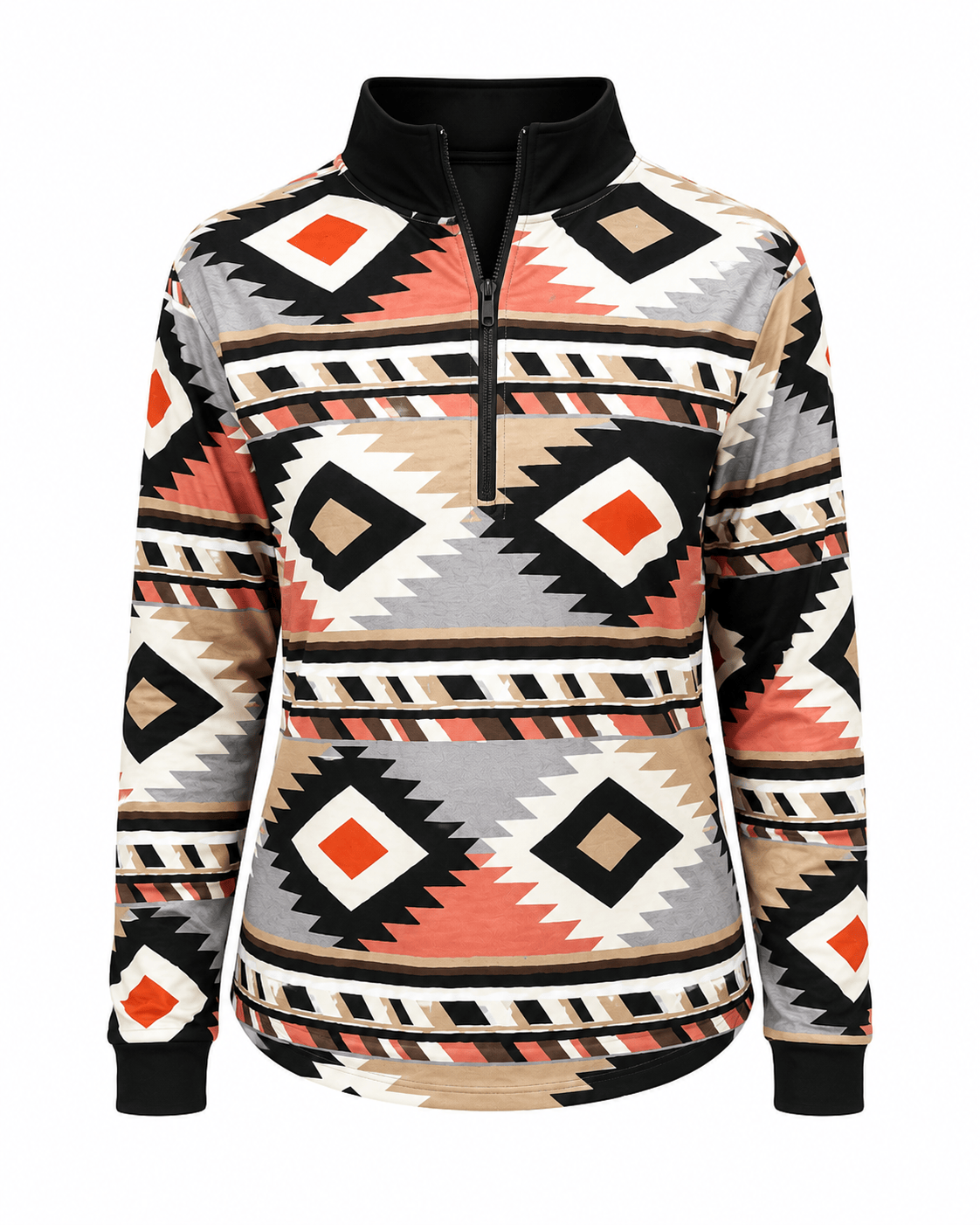 ILTEX Apparel Women's Clothing Aztec Black Coral Quarter Zip