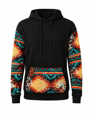 ILTEX Apparel Women's Clothing Aztec Black Pullover Hoodie